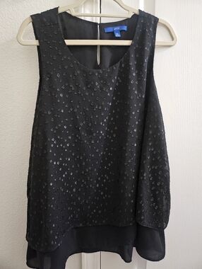 Black Beaded Sleeveless Layered Dress